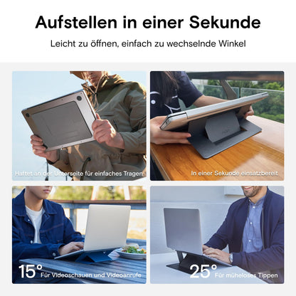 MOFT Laptop Stand, Foldable Notebook Stand with 2 adjustable angles, Improve Posture, Compatible with MacBook Air, MacBook Pro 11''-16'', Self-adhesive - Black Patterned.