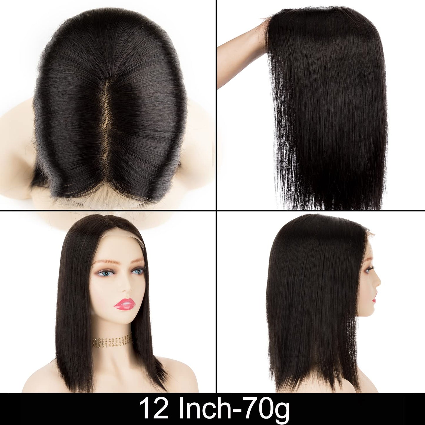 Origin Real Hair Topper For Women Thinning Hair 150% Density Clip in Topper Real Hair Extensions 14x15cm Mono Base Handmade Toupee with Lace Front 30cm-70g #1B Natural Black