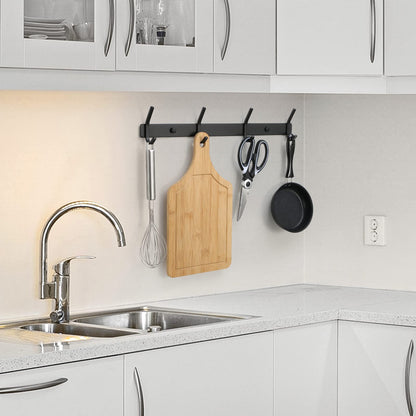 Qiannhee 43CM Black Hook Rack Up to 40KG Heavy Duty Stainless Steel Wall-Mounted Coat Rack 4 Hooks Coat Hooks Children for Bathroom Kitchen Jackets Entryway, 2 Pieces