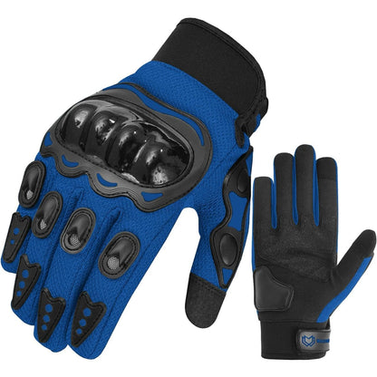 WESTWOOD FOX Motorcycle Gloves Men Women, Full Finger Touchscreen Motorcycle Gloves for BMX MX ATV MTB Riding, Hunting, Climbing and Outdoor Sports (BLUE, 2XL)