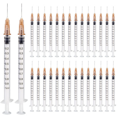 50 pieces Syringe 1 ml, Vegena 1 ml Syringes Set Plastic Tube Syringes Disposable Syringes Small Dosage Syringe Liquid Syringe Individual Seal Packaging Disposable Syringes (50)