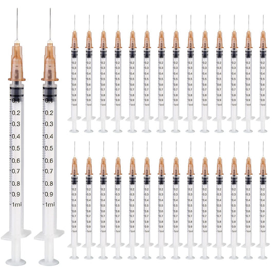 50 pieces Syringe 1 ml, Vegena 1 ml Syringes Set Plastic Tube Syringes Disposable Syringes Small Dosage Syringe Liquid Syringe Individual Seal Packaging Disposable Syringes (50)