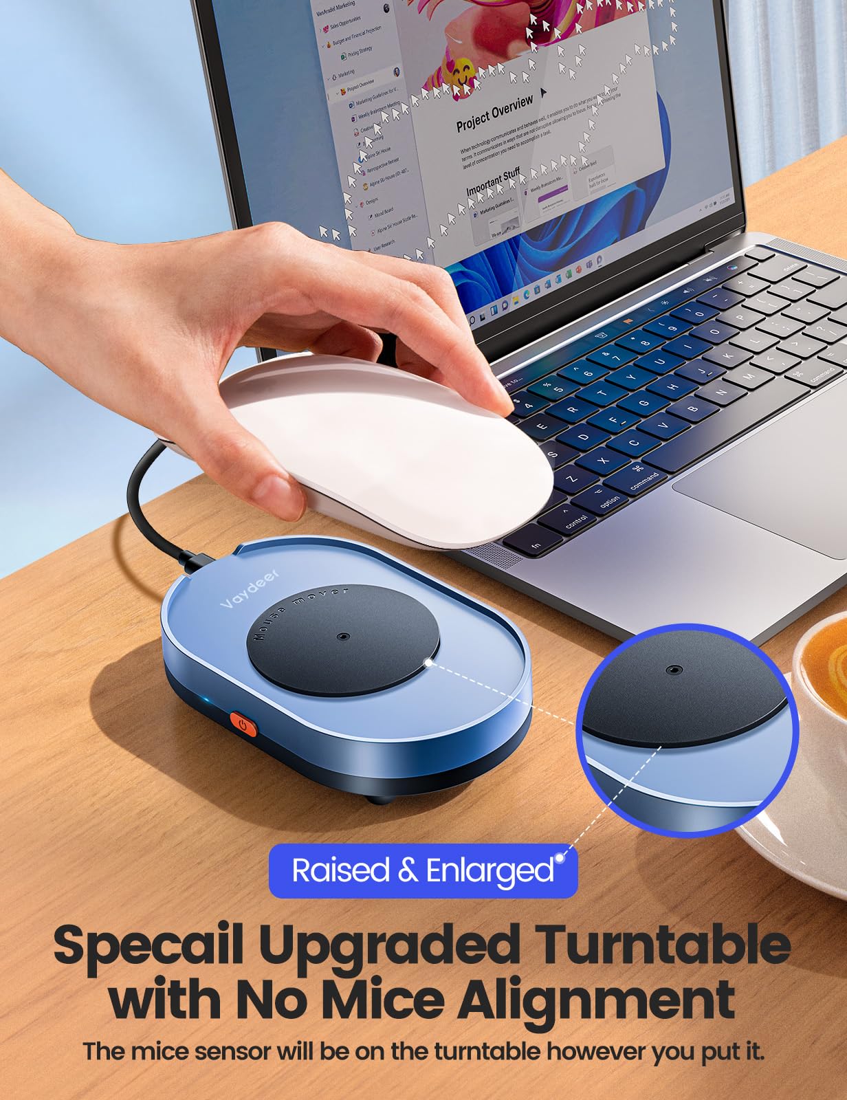 VAYDEER Undetectable Mouse Jiggler with ON/Off switch Mouse Mover Simulator, Driver-free mouse movement, Simulation for computer awakening.