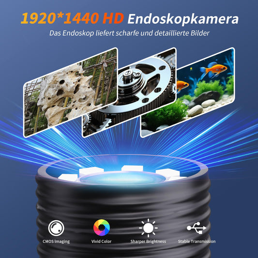 Endoscope camera with light, Aopick 1920 HD Endoscope Camera for phone with 8 LED light, No WiFi Required Inspection Camera IP67 Waterproof Drain Camera for Android & iPhone, Samsung (16.4 ft/5m)