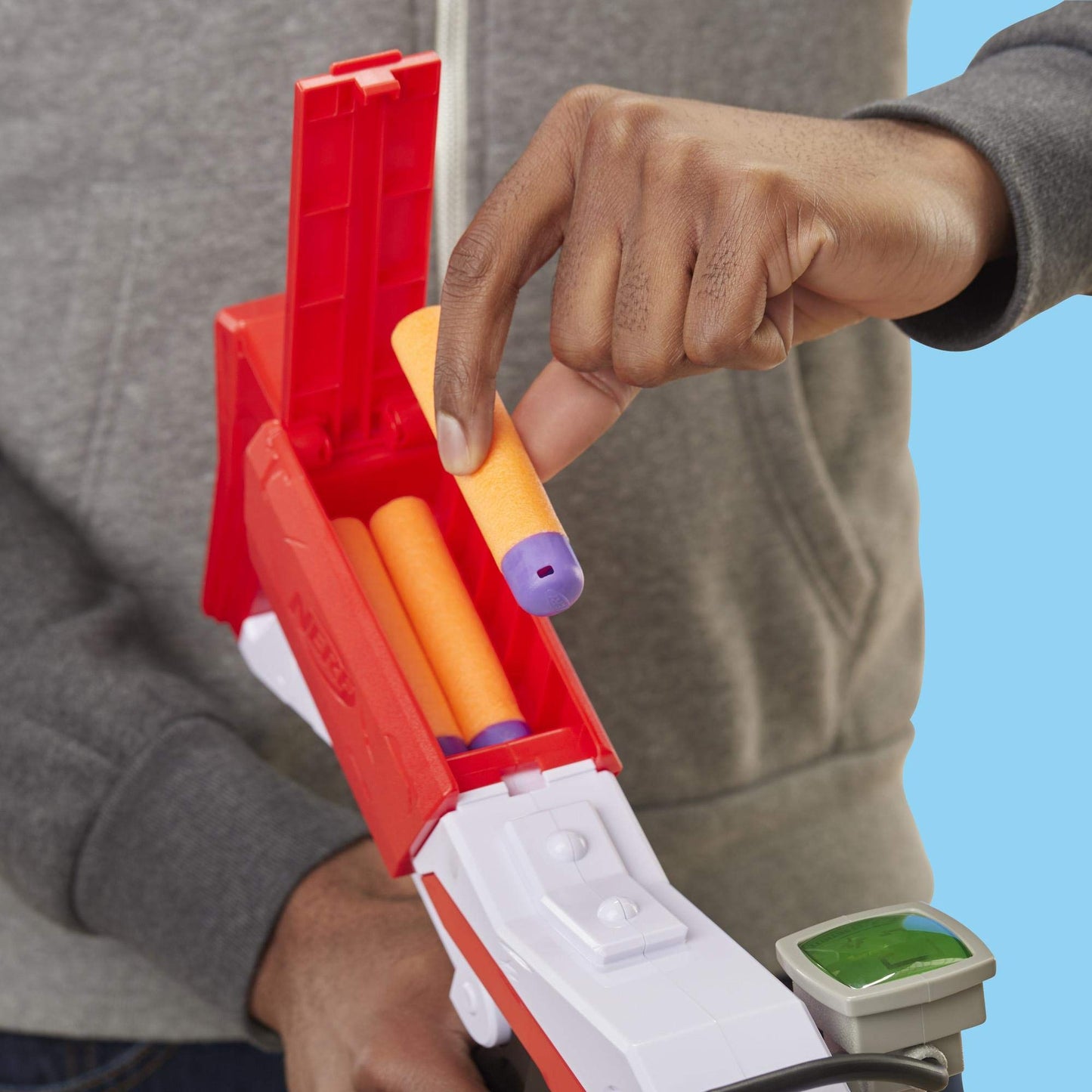 NERF Hasbro E7065EU4 TS Pump-Action Blaster, 8 Mega Fortnite Darts, Dart Storage Compartment - For Teens and Adults Red.