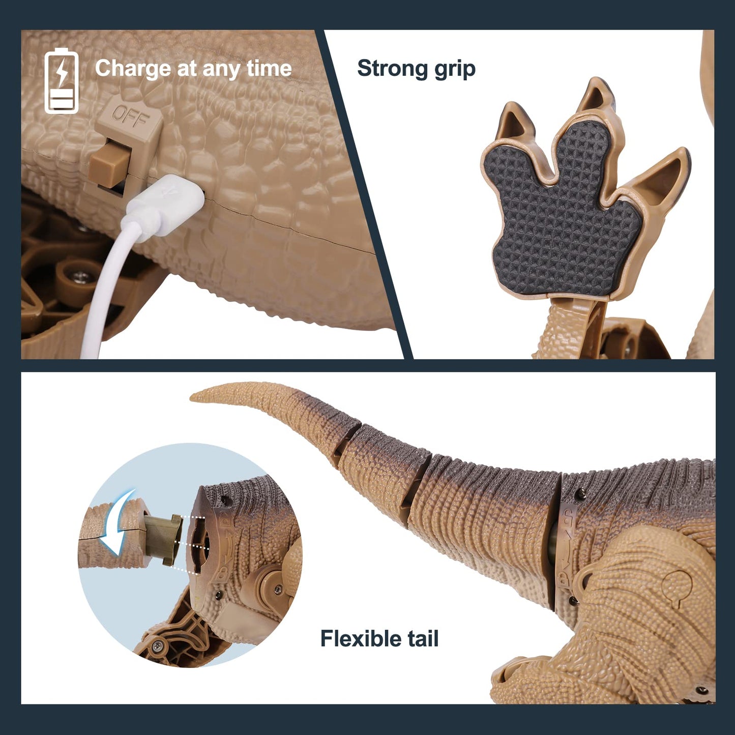 NEXBOX Remote Control Dinosaur Toy Gift for Kids - RC T-rex Dino Remote Controlled Electric Christmas Birthday Prehistoric Creatures for 3-12 Year Old Boys and Girls