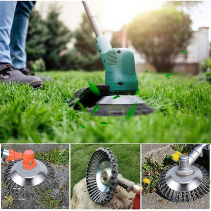 2 pieces Weed Brush for Lawn Trimmer, Professional Weed Brush for Brush Cutter with 25.4mm Mounting Hole, Weed Brush for String Trimmer, Wire Brush for Brush Cutter Including Installation Accessories.