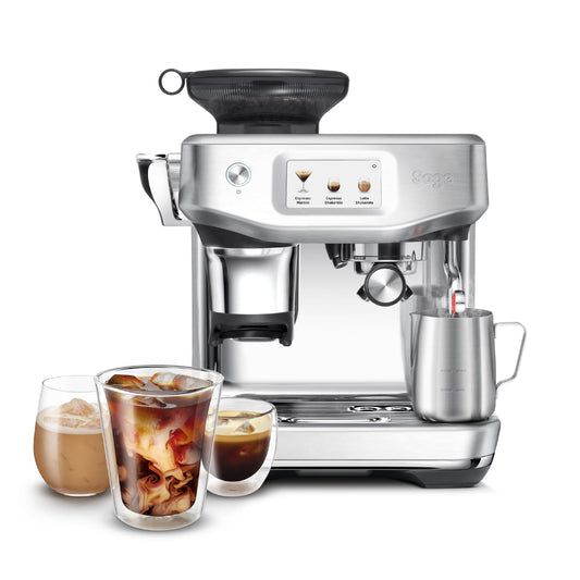 Sage - The Barista Touch Impress - coffee machine with automatic milk frothing, built-in grinder & Cold Brew function - Intelligent dosing, assisted tamping - Black stainless steel