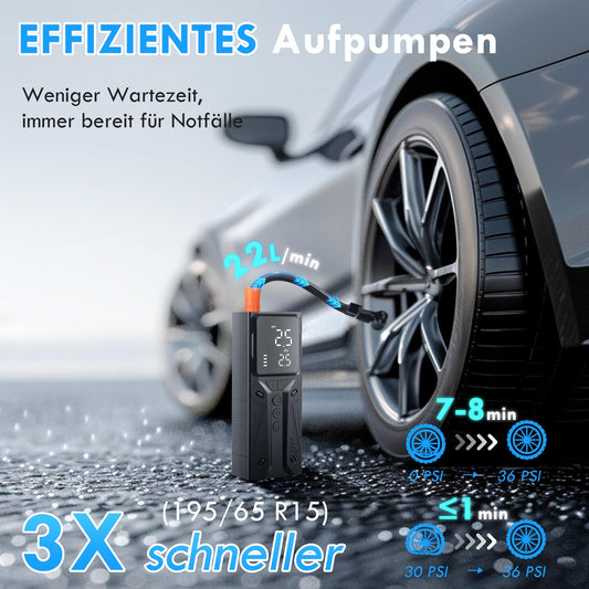 Gerbala 6000mAh Portable Electronic Air Pump - 150PSI Electric Bike Pump with Digital Display and LED Light - Battery Compressor Air Pump for Vehicles, Bikes, Balls, and more