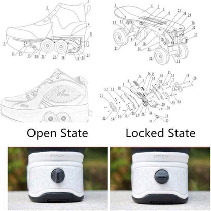 Roller skate shoes, skate shoes with wheels, inline skate, adjustable women's shoes with wheels for girls (size 38, White Silver)
