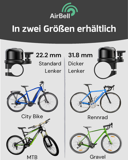 AIRBELL bicycle bell for Apple AirTag 31.8 mm diameter - bell mount hidden - bicycle anti-theft device - includes tool