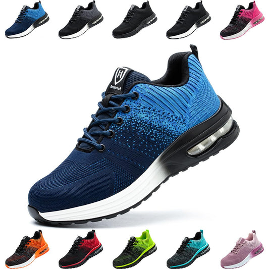 Nasogetch safety shoes for women and men Steel toe cap shoes Work shoes Athletic Breathable Blue EU 37