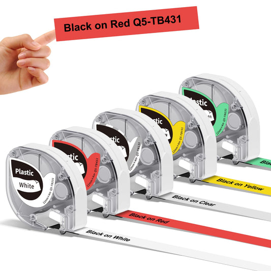 5x Phomemo P12&P12-Pro label tape Original 12mm x 4m Multicolor Q5-TB231/TB431/TB131/TBY31/TBG31 Waterproof plastic self-adhesive label tape for Phomemo P12/P12 Pro/LT12 label printers.