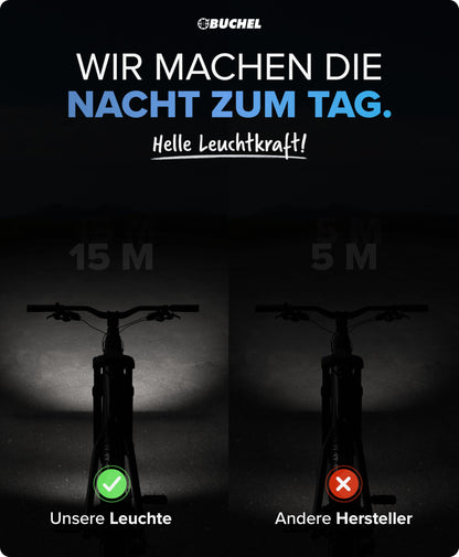 BÜCHEL Tour Dynamo Lamp with stand light and StVZO approval | 45 LUX front bike lamp, LED stand light, bike headlight, LED front bike light, Black