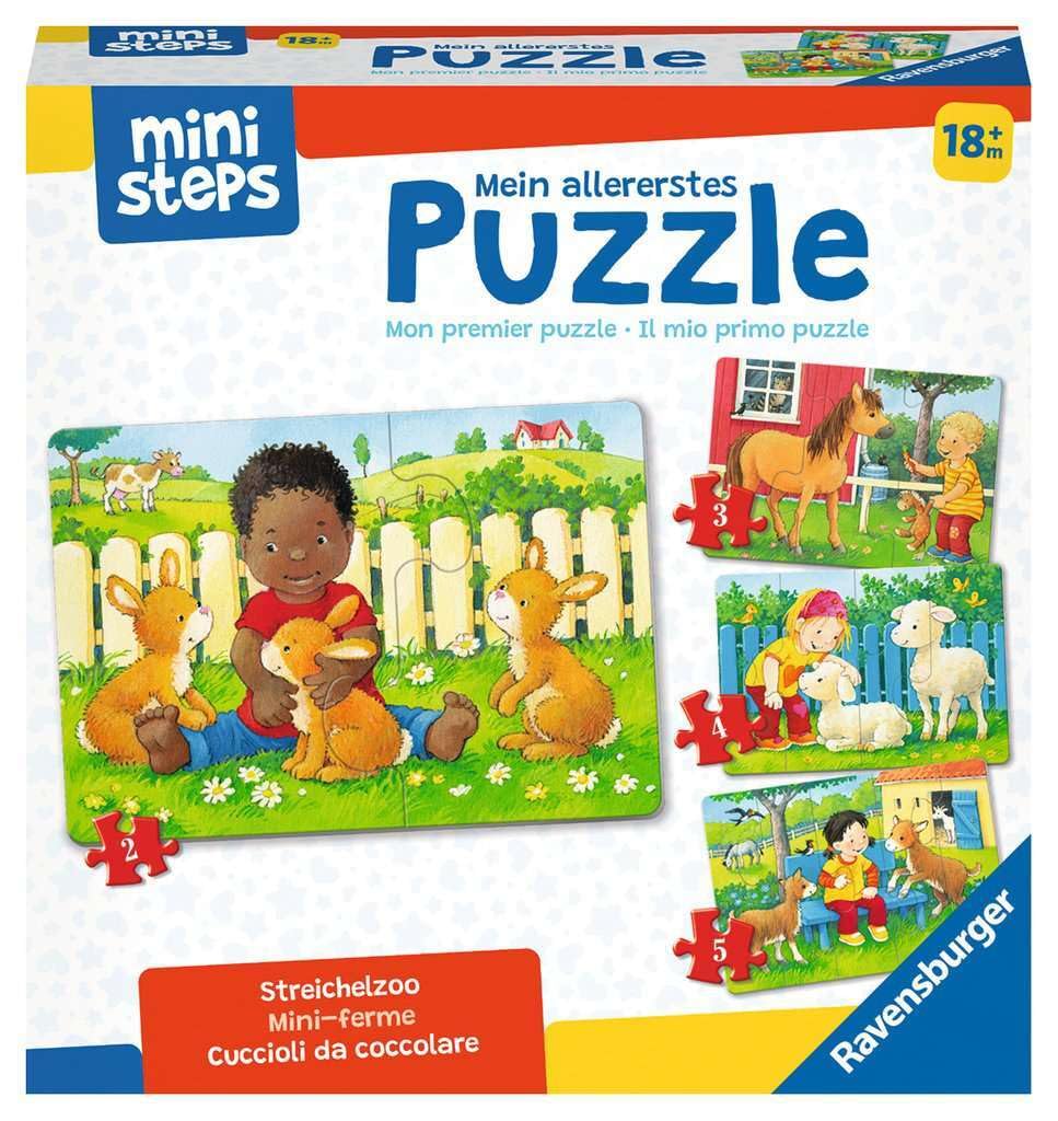Ravensburger ministeps 4169 My Very First Puzzle: Petting Zoo - 4 first puzzles with 2-5 pieces, toy for 18 months +