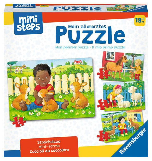 Ravensburger ministeps 4169 My Very First Puzzle: Petting Zoo - 4 first puzzles with 2-5 pieces, toy for 18 months +