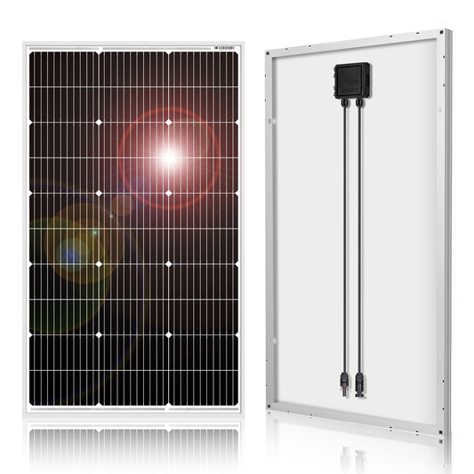 DOKIO 100W 18V monocrystalline solar panel - solar module 100 watt for 12V batteries perfect for RV, camping, garden shed