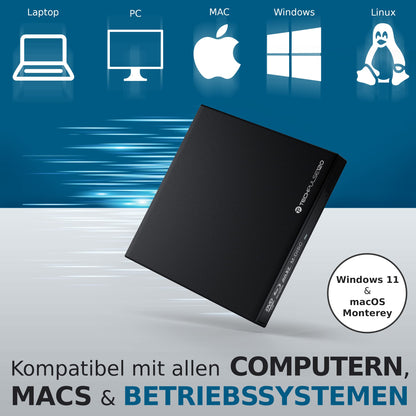 techPulse120 USB 3.0 3D External Blu-Ray Burner Burner M-Disc BDXL Superdrive Blu-ray Rom Drive BD DVD CD Slim for Computer PC Notebook Ultrabook Windows MacOS Apple iMac MacBook Pro Air Black