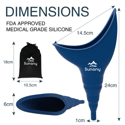 Female urination device, reusable silicone female urinal, women's pee funnel allows women to urinate standing up, is the perfect companion for camping, outdoor, and travel.
