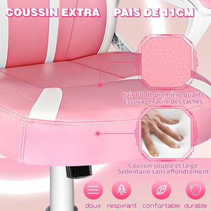 JOYFLY Pink Gaming Chair Office Chair Computer Chair PU Leather Ergonomic Gamer Chairs with cute bunny ears and tail Height Adjustable Lumbar Support (Pink)