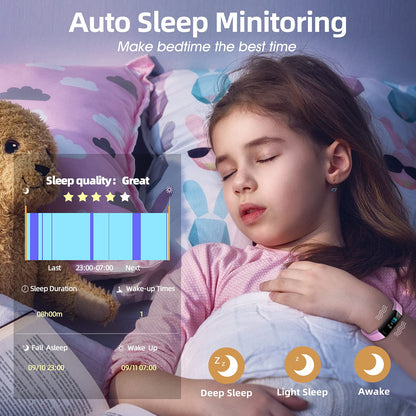 Kids' fitness tracker watch, IP68 waterproof activity tracker, heart rate sleep monitor, 11 sports modes calorie counter, pedometer with alarm, great gift for boys, girls, teenagers