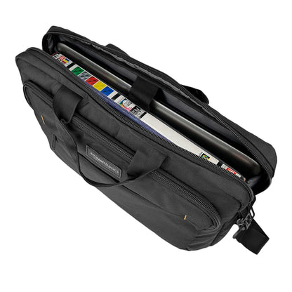 Amazon Basics Compact Laptop Bag, Shoulder/Carry Bag with accessory storage pockets, for laptops up to 15.6 inches (39.6 cm), Black, 1 piece