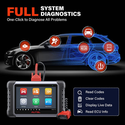 Autel MaxiCOM MK808S-OBD2 Diagnostic Tool, 2024 Bidirectional Tool Updated from MaxiCheck MX808 MK808, 28+ Services, Active Test, All System Diagnostics, Injector Coding/EPB/BMS/SAS/TPMS/AutoVIN/ABS
