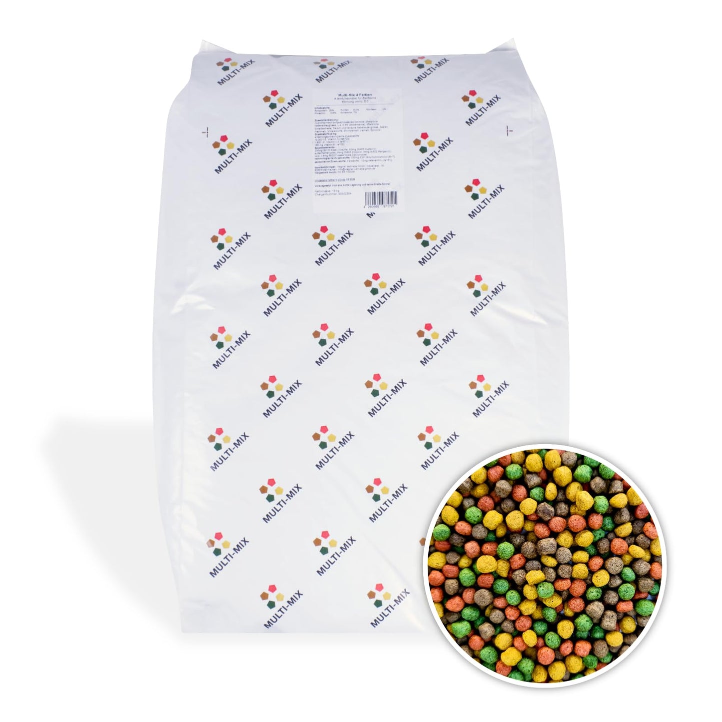 Multi-Mix Koi Food 6mm (15kg) - The 4 varieties feed mix for Koi and pond fish for balanced fish nutrition with salmon oil, spirulina, astaxanthin, and wheat germ.