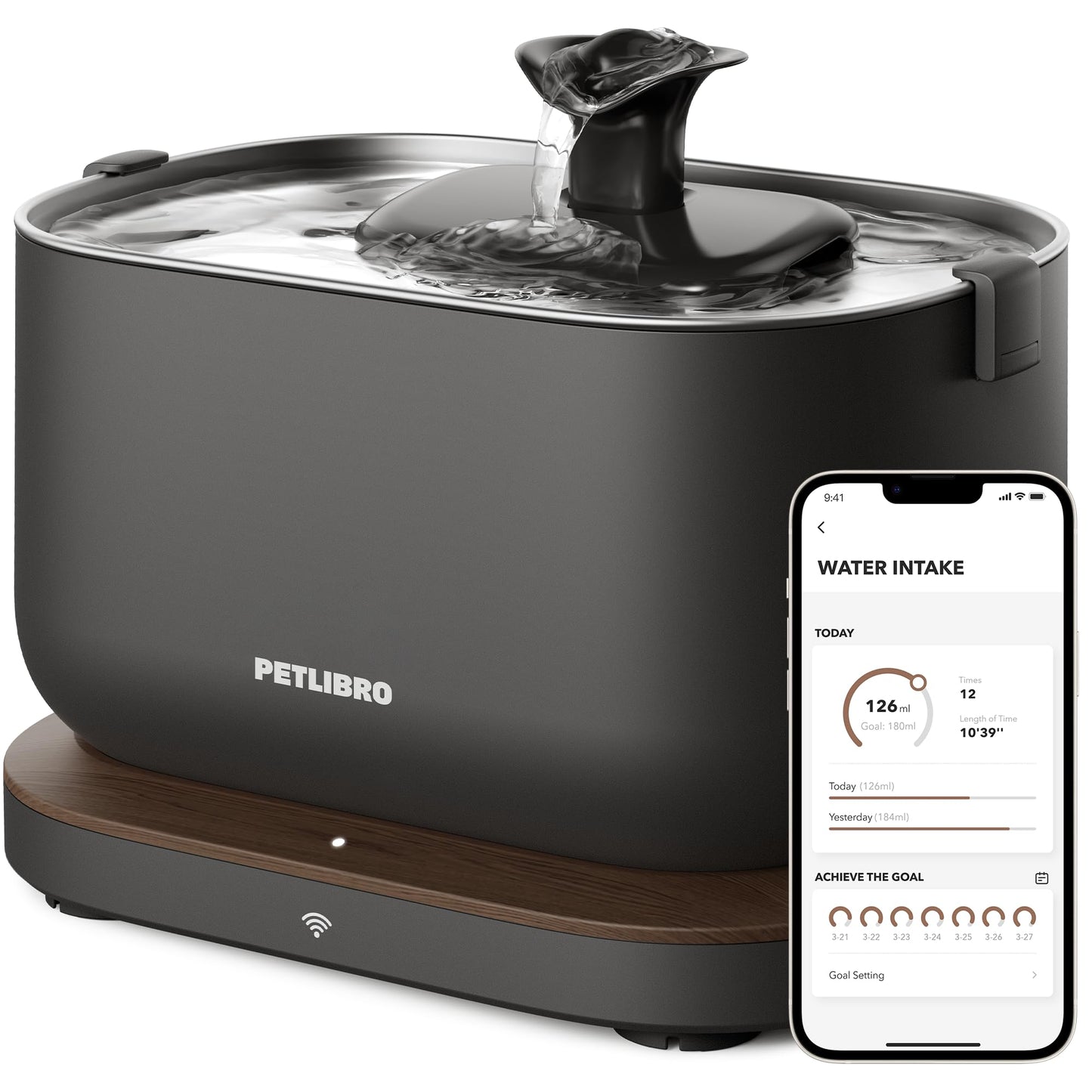 PETLIBRO Cat Fountain with App Monitoring Water Dispenser for Cat, Dockstream Automatic Cat Drinking Fountain 2.5L, Intelligent Control System, 2.4GHz Wi-Fi Connection, Easy Cleaning, Ultra Quiet.