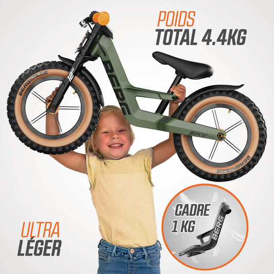 Mountain Biky Trail balance bike with hand brake for ages 2 and up, air tires, magnesium frame, 12 inch, kids bike for boys and girls, adjustable saddle height.