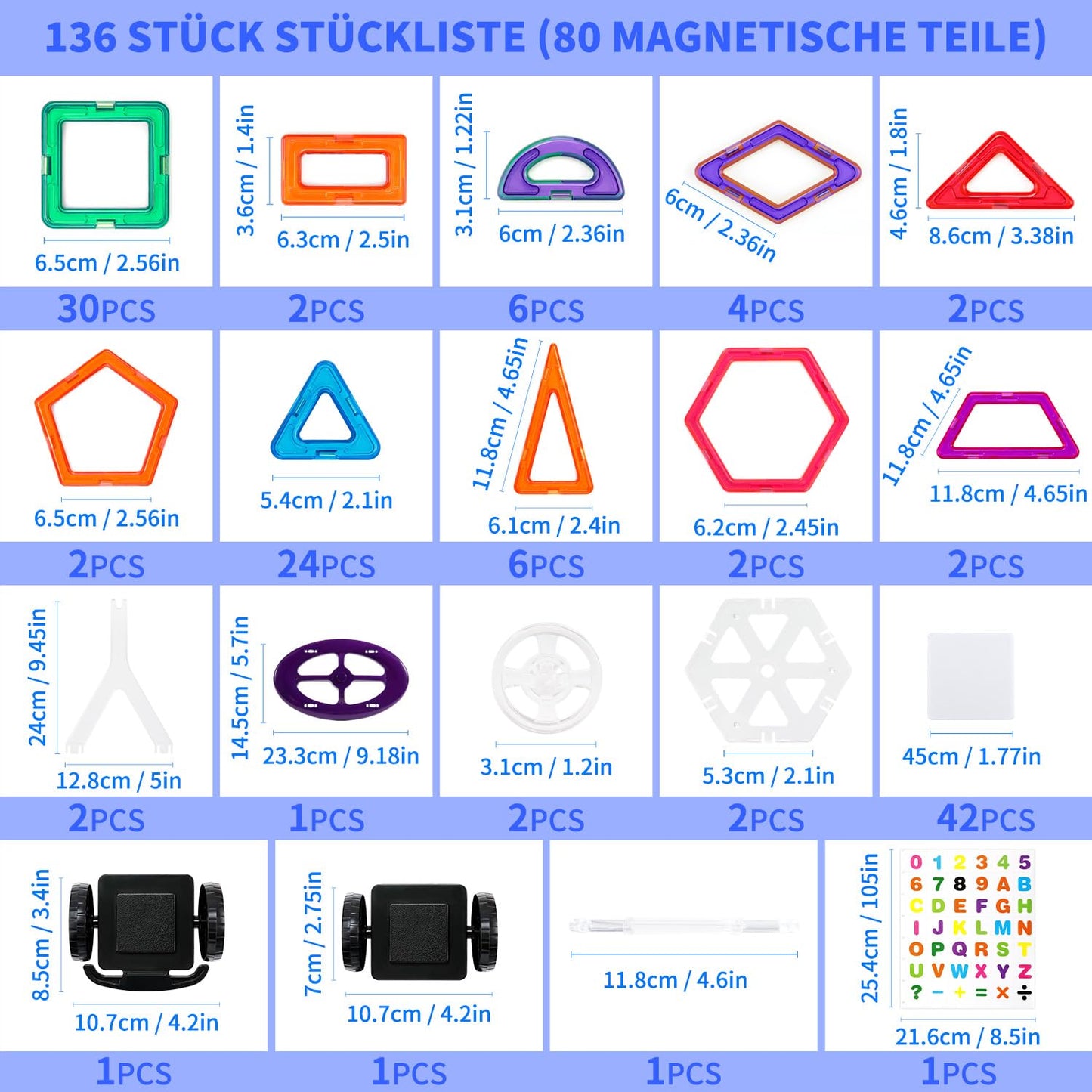 Theefun Magnetic Building Blocks, 136 Pieces Magnetic Blocks Magnetic Toy Magnet Game Toys for Kids Gift Magnetic Bricks Children's Toy Toys for 2 3 4 5 6 7 Year Old Boy
