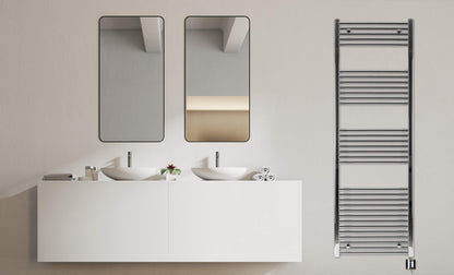 anapont electric bathroom radiator - straight - chrome - timer function - towel radiator - electric bathroom heating - towel heating - Made in Germany (KTX 3, 1775h x 500w)