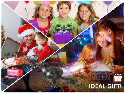 720P HD camera drone for kids, RC quadcopter with headless mode, 3D flip, altitude hold, flight path, toy and gift for boys girls beginners.