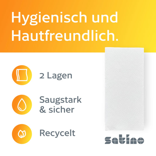 Satino by WEPA - 8,000 paper towels - 2 ply - V-fold - 24x23cm (folded: 24 x 11.5 cm) - absorbent & lint-free - made from recycled paper - paper towels for PT3, PT4.