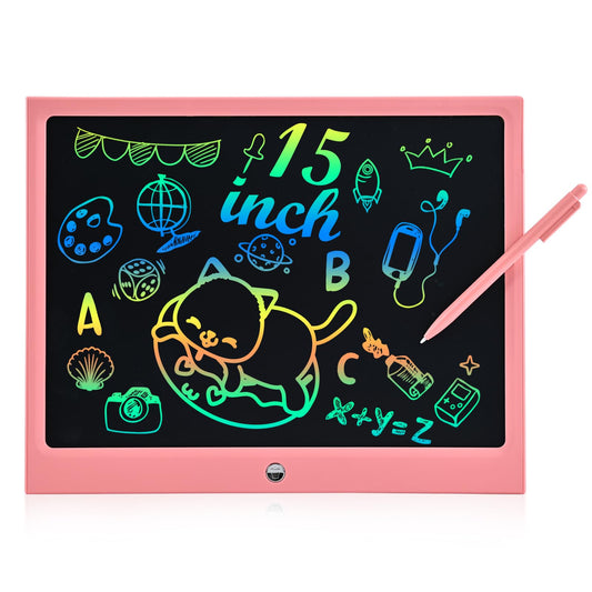 15 inch LCD Drawing Board for Kids, RaceGT Drawing Board for Kids, Magic Drawing Board, Drawing Pad for Children, Environmentally Friendly Bright Colored Writing Pad, kids' tablet for ages 3 and up, Gifts for Kids - Pink.