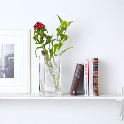Flower vase for mom: Engraved vase, Mother's Day gift, Square glass vase for the best mom, Flower heart decor vase as a gift for mom, Modern tulip vase, Glass table decoration, Birthday gift