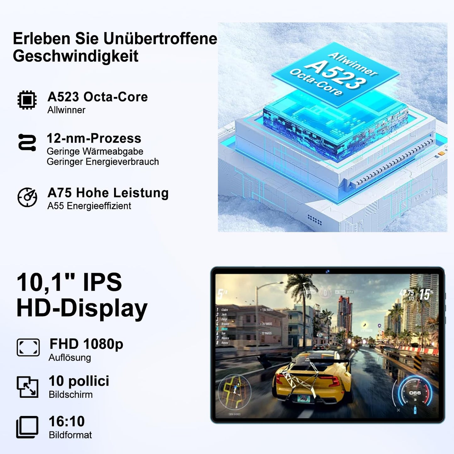 DMOAO 10 inch Android 14 tablet with 5G WIFI, 6GB RAM + 128GB ROM (TF 1TB), Widevine L1, Octa-Core, BT 5.0, Face ID, FHD 1280 * 800 IPS display, 6000 mAh battery, 2 in 1 tablet with keyboard + mouse, Blue.