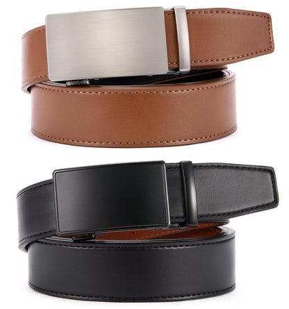 CHAOREN Men's Belt 2-Pack, 35mm Automatic Leather Belt with Ratchet - Customizable Fit, Perfect as a Gift