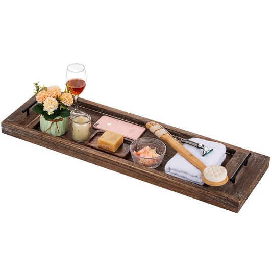 Hanobe Bathtub Tray Wooden Large: Rustic Bath Caddy Rectangular Extra Large Wood Tray Decor Bath Sofa Accessory Tray with Handle Bathtub Shelf for Tub 80cm.