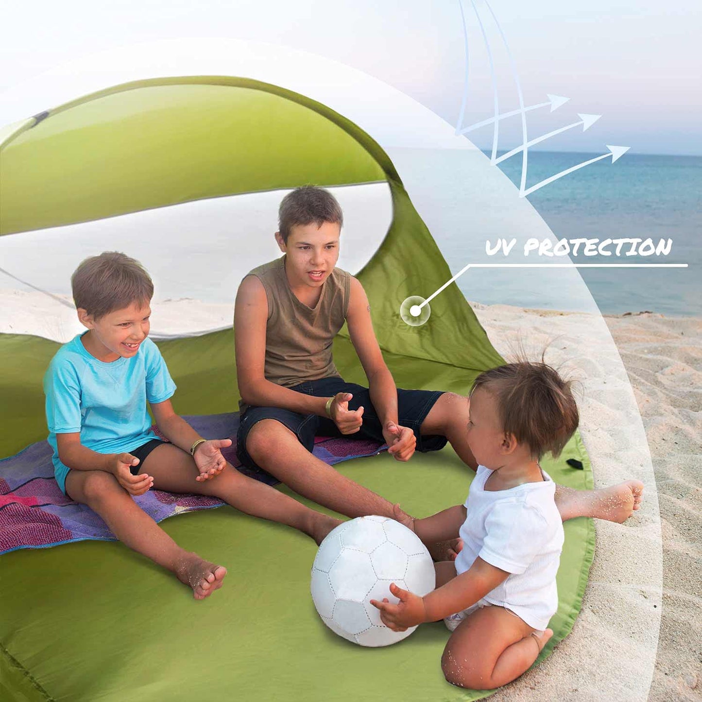 CANYON CRUISE Beach Tent Pop Up Beach Shelter Windbreak on the Beach Instant Self-Assembling Sunshade Outdoor Tent Automatic Shell with UV Protection (Green)