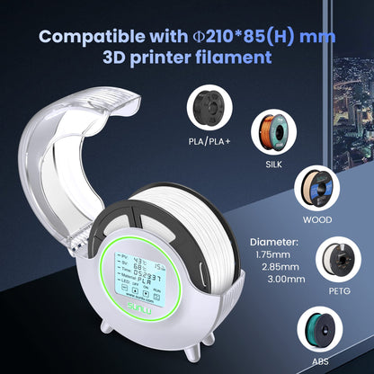 SUNLU Official Filament Dryer S2 with Fan, 360° Surrounding Heating 3D Printer Filament Dryer, 70℃ Max Temperature Efficient Drying, PLA PETG TPU ABS PA PC 3D Filament Dryer Box SUNLU S2, (White)
