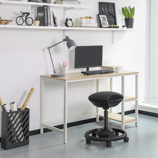 SONGMICS Dynamic Work Stool, ergonomic swivel chair with wheels, extra wide seat, 10° tilt, height adjustable, thick padding, black OSC06BK.