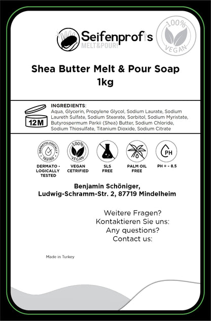 Organic Shea Butter - Glycerin Soap, Raw Soap, Soap Base for Soap Making, Calming, 100% Vegan, SLS-Free, 2kg