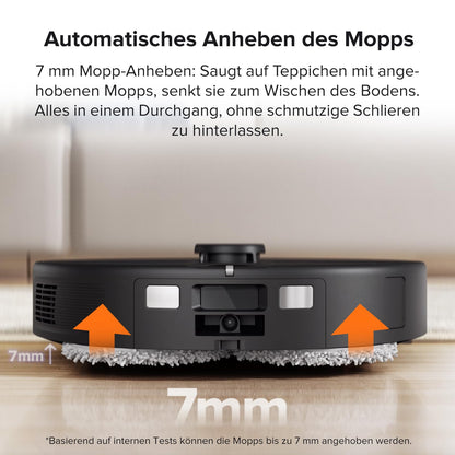 roborock Qrevo robot vacuum with mopping function, dust bin 5500 Pa suction power, 3D mapping, dual spinning mops automatic water refill, emptying, dust bag disposal, cleaning