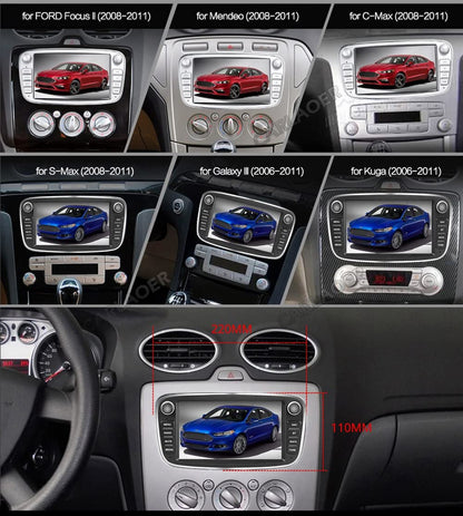 Android car radio for Ford Focus with GPS navigation CAMECHO 7 inch capacitive touchscreen car radio Double Din with Bluetooth/USB/WiFi/FM/EQ Rearview camera for Ford Mondeo S-Max C-Max Galaxy +CANBUS.