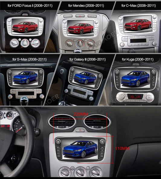 Android car radio for Ford Focus with GPS navigation CAMECHO 7 inch capacitive touchscreen car radio Double Din with Bluetooth/USB/WiFi/FM/EQ Rearview camera for Ford Mondeo S-Max C-Max Galaxy +CANBUS.