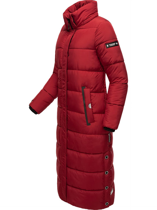 Navahoo women's winter coat Warm quilted coat long with detachable hood Isalie Dark Red size XS