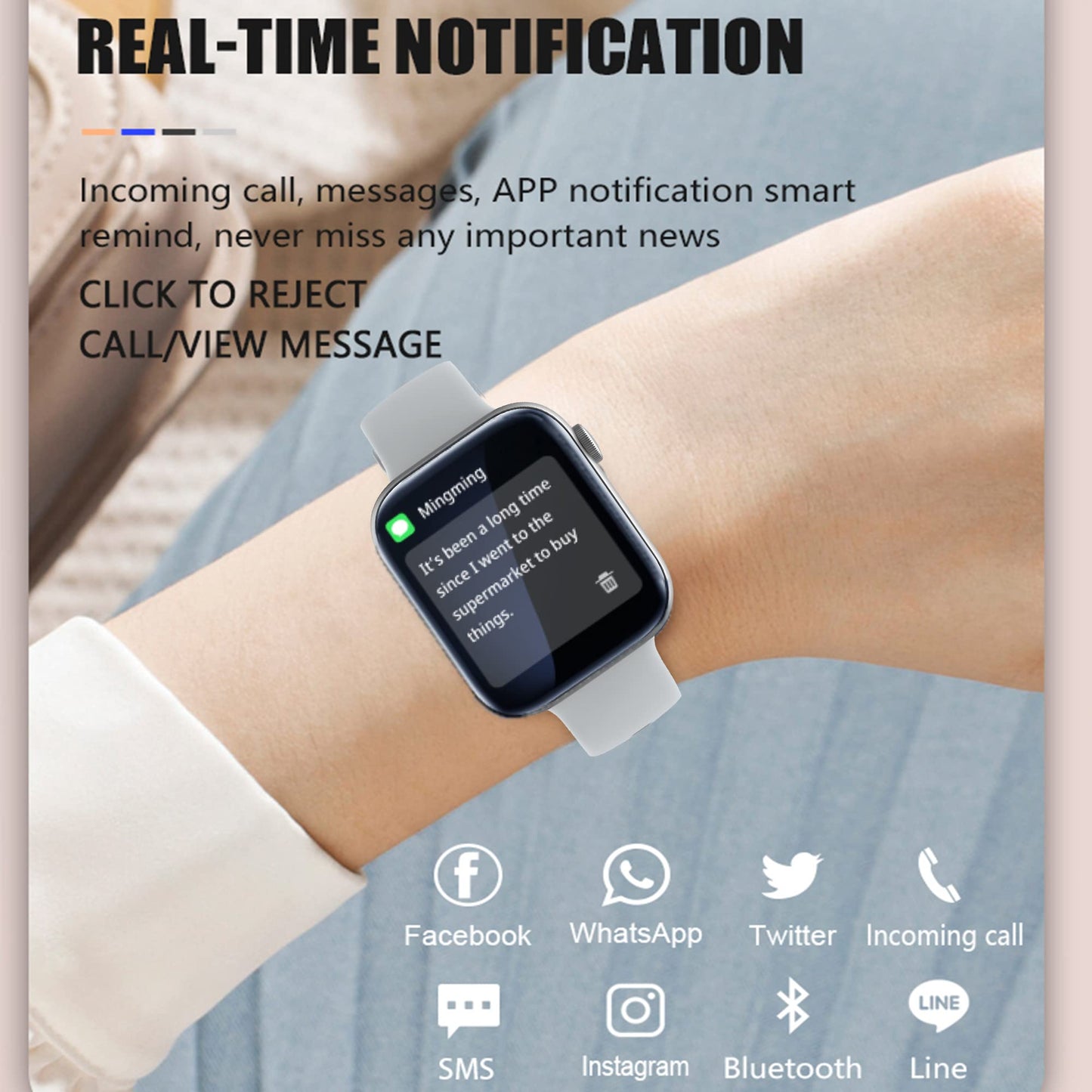 Women's smartwatch with phone function, 1.8-inch HD touchscreen wristwatch heart rate monitor with 123 sports modes SpO2 sleep monitor IP68, menstrual cycle fitness tracker pedometer calories Android iOS (Silver)