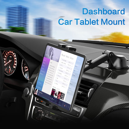Dashboard Tablet Holder Car Front, woleyi Car/Truck Tablet Mount Suction Cup Strong, Windshield Car Mount for iPad Pro/Air/Mini/Galaxy Tabs/Lenovo/Phones 4-12.9"