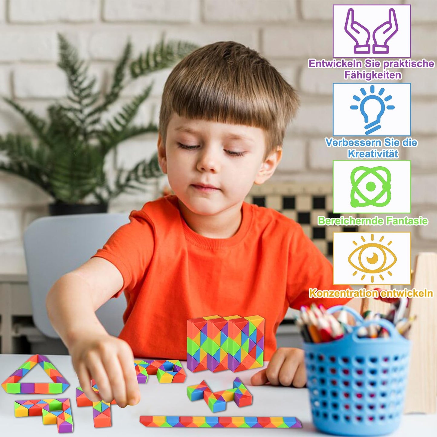 GOLDGE 24 pieces 24 blocks Magic Snake Small gifts for kids, cube puzzle magic snake as party favors children's birthday 5 6 7 8 9 10 years, children's birthday party favors and giveaways